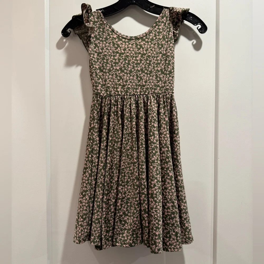 Dot dot Smile Floral Kids Dress in Green and Pink Size 5-6